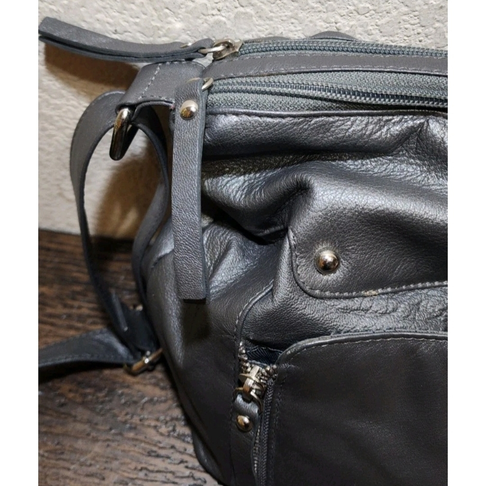 Elegant Gray Leather Satchel - Picture 7 of 7